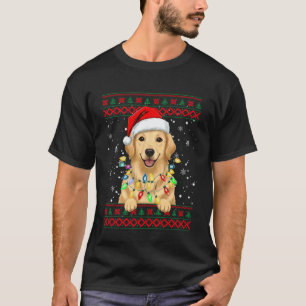 Golden Retriever Hund Weihnachtsbaum Lichter Xmas T-Shirt