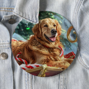 Golden Retriever Hund Weihnachtsfestlich Button