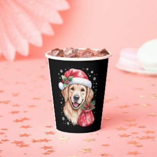 Golden Retriever Hund Weihnachtslicht Feiertagsfei Pappbecher
