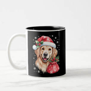 Golden Retriever Hund Weihnachtslicht Feiertagsfei Zweifarbige Tasse