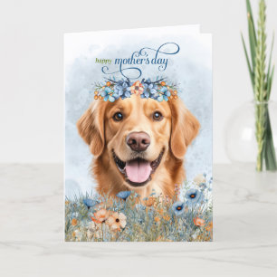 Golden Retriever Hund Wildblumen Muttertag Feiertagskarte