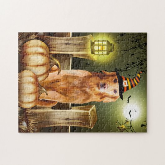 Golden Retriever Hund zu Halloween Puzzle (Horizontal)