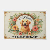 Golden Retriever Hund Zuhause Sweet, Blumengrün Fußmatte (Vorderseite)