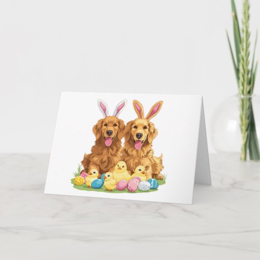 Golden Retriever Hunde Bunny Ears Feiertagskarte (Vorderseite)