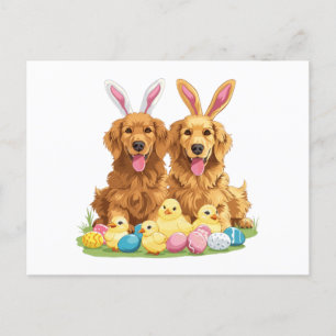 Golden Retriever Hunde Bunny Ears Feiertagspostkarte