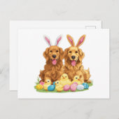 Golden Retriever Hunde Bunny Ears Feiertagspostkarte (Vorne/Hinten)
