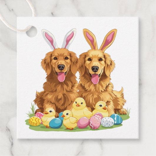 Golden Retriever Hunde Bunny Ears Geschenkanhänger (Vorderseite)