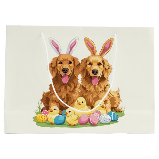 Golden Retriever Hunde Bunny Ears Große Geschenktüte (Rückseite)