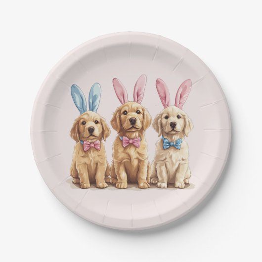 Golden Retriever Hunde Bunny Ears Pappteller (Vorderseite)