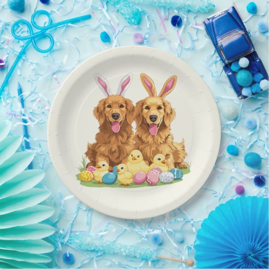 Golden Retriever Hunde Bunny Ears Pappteller (Party)