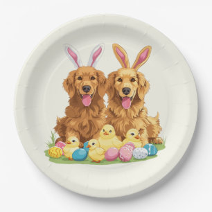 Golden Retriever Hunde Bunny Ears Pappteller