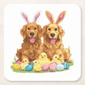 Golden Retriever Hunde Bunny Ears Rechteckiger Pappuntersetzer (Vorderseite)