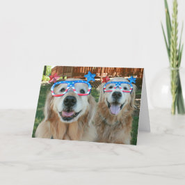 Golden Retriever Hunde in Independence Day Glasses Karte
