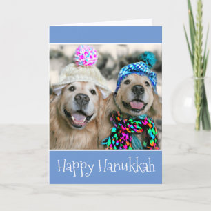 Golden Retriever Hunde in Winter Hats Hanukkah Feiertagskarte