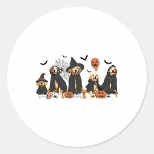 Golden Retriever Hunde Lovers Ghost Hexe Halloween Runder Aufkleber