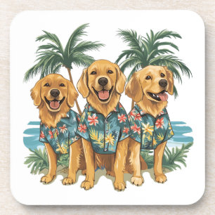 Golden Retriever Hunde mit hawaiianischem Shirt Getränkeuntersetzer