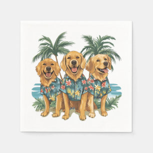 Golden Retriever Hunde mit hawaiianischem Shirt Serviette