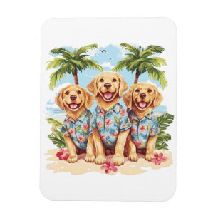 Golden Retriever Hunde mit hawaiianischen Shirts Magnet