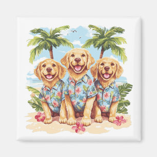 Golden Retriever Hunde mit hawaiianischen Shirts Magnet
