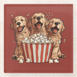 Golden Retriever Hunde Movie Popcorn Eimer Glasuntersetzer