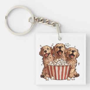 Golden Retriever Hunde Movie Popcorn Eimer Schlüsselanhänger