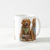 Golden Retriever Hunde Ostern Korb Kaffeetasse (VorderseiteRechts)