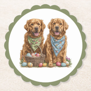 Golden Retriever Hunde Ostern Korb Untersetzer
