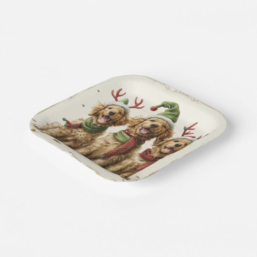 Golden Retriever Hunde Pappteller (Gewinkelt)