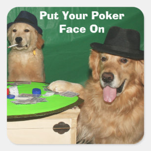 Golden Retriever Hunde Poker spielen Quadratischer Aufkleber