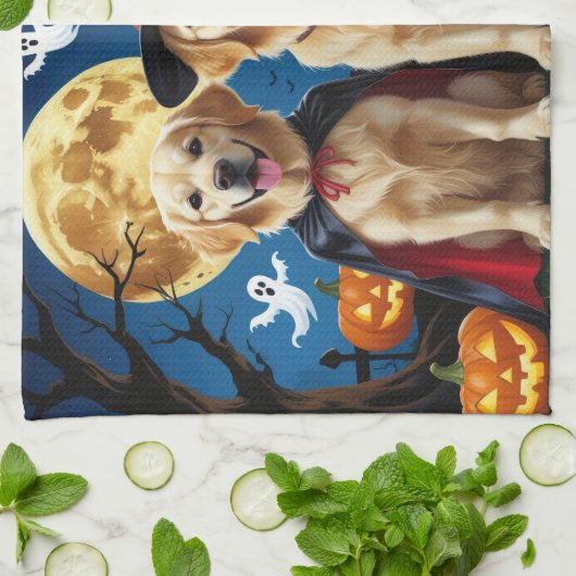Golden Retriever Hunde Pumpkin Halloween Funny Geschirrtuch (Gefaltet)