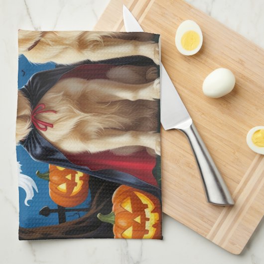 Golden Retriever Hunde Pumpkin Halloween Funny Geschirrtuch (Viertel Falte)