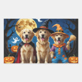 Golden Retriever Hunde Pumpkin Halloween Funny Rechteckiger Aufkleber (Vorderseite)