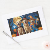 Golden Retriever Hunde Pumpkin Halloween Funny Rechteckiger Aufkleber (Umschlag)