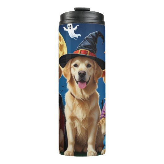 Golden Retriever Hunde Pumpkin Halloween Funny Thermosbecher (Vorderseite)