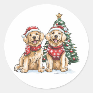 Golden Retriever Hunde Runder Aufkleber