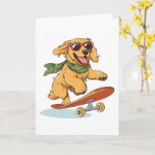 Golden Retriever Hunde Skateboarding Karte (Gelbe Blume)