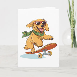 Golden Retriever Hunde Skateboarding Karte