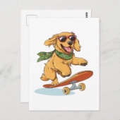 Golden Retriever Hunde Skateboarding Postkarte (Vorne/Hinten)