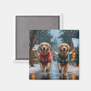 Golden Retriever Hunde Weihnachten Schnee Feiertag Magnet