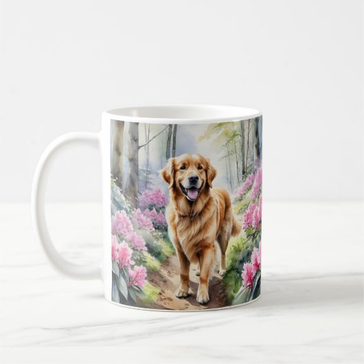 Golden Retriever Hunde Zucht Wasserfarbe Kaffeetasse (Links)