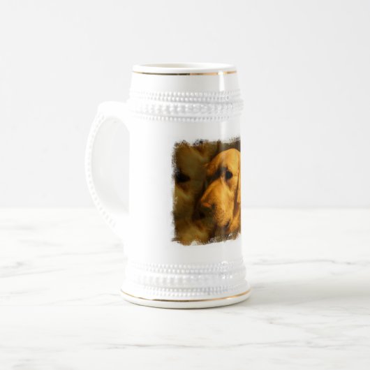 Golden retriever-Hundebier Stein Bierglas (Vorderseite Links)