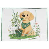 Golden Retriever Hundegarten Große Geschenktüte (Rückseite)