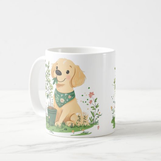 Golden Retriever Hundegarten Kaffeetasse (Vorderseite Links)