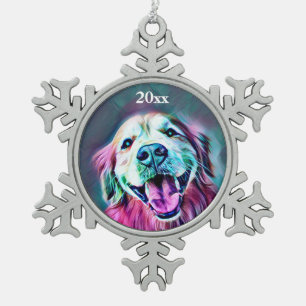 Golden retriever-Hundekundenspezifische Schneeflocken Zinn-Ornament