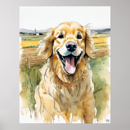 Golden Retriever - Hundekunst drucken Poster