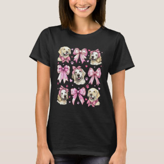 Golden Retriever Hundemama Mädchen Kokette Schleif T-Shirt
