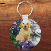 Golden Retriever Hydrangea Schlüsselanhänger (Vorderseite)
