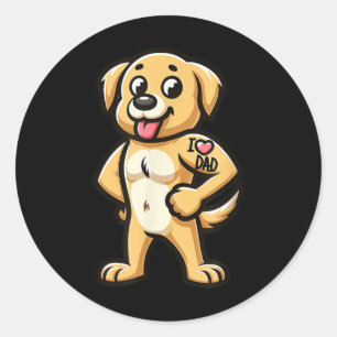 Golden Retriever I Liebe Vater Funny Dog Tattoo _1 Runder Aufkleber