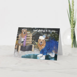 Golden Retriever Ice Skaten Holiday Feiertagskarte
