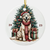 Golden Retriever Illustration Weihnachtsbaumdekor Keramik Ornament (Vorne)